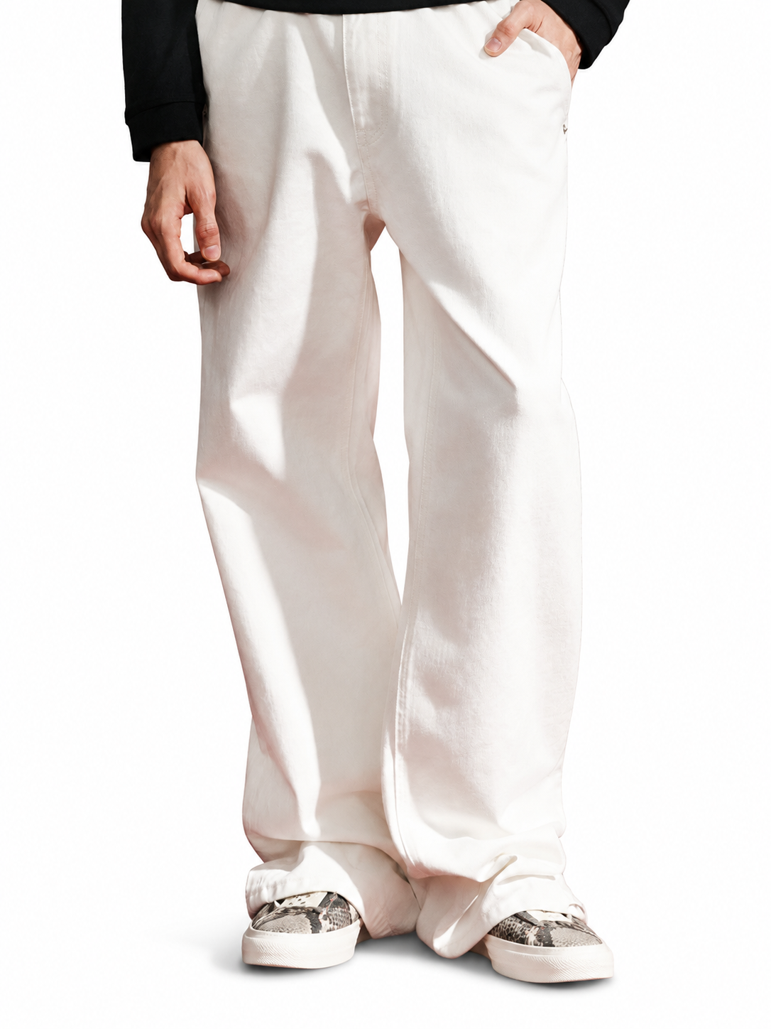 Ace Jolun white structured jeans relaxed front view