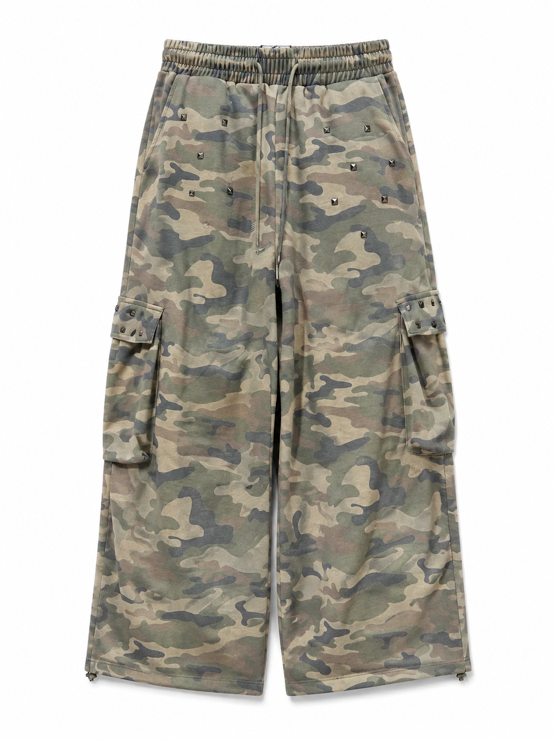 Olive camo cargo sweatpants alternate front view