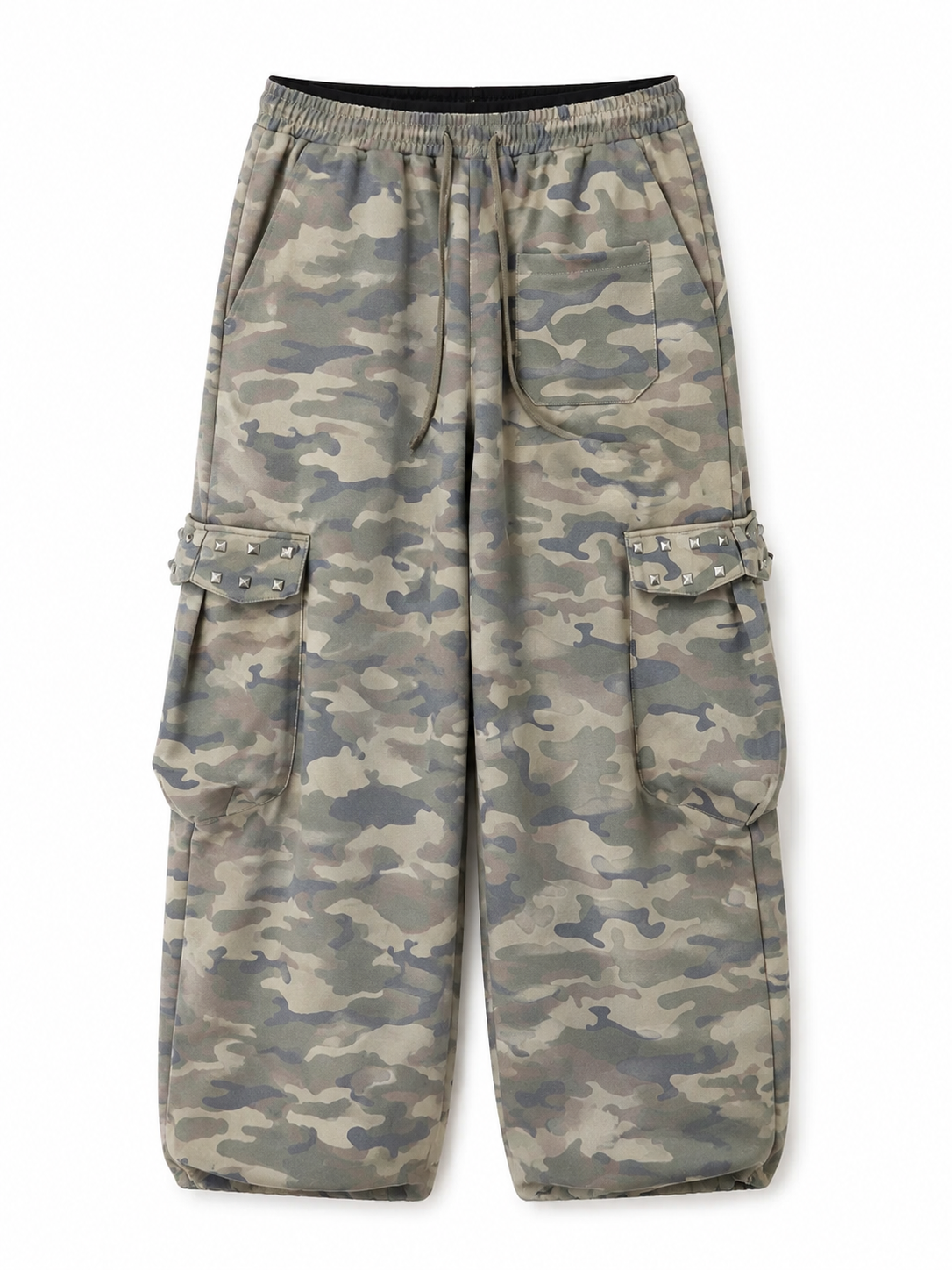 Olive camo cargo sweatpants back view