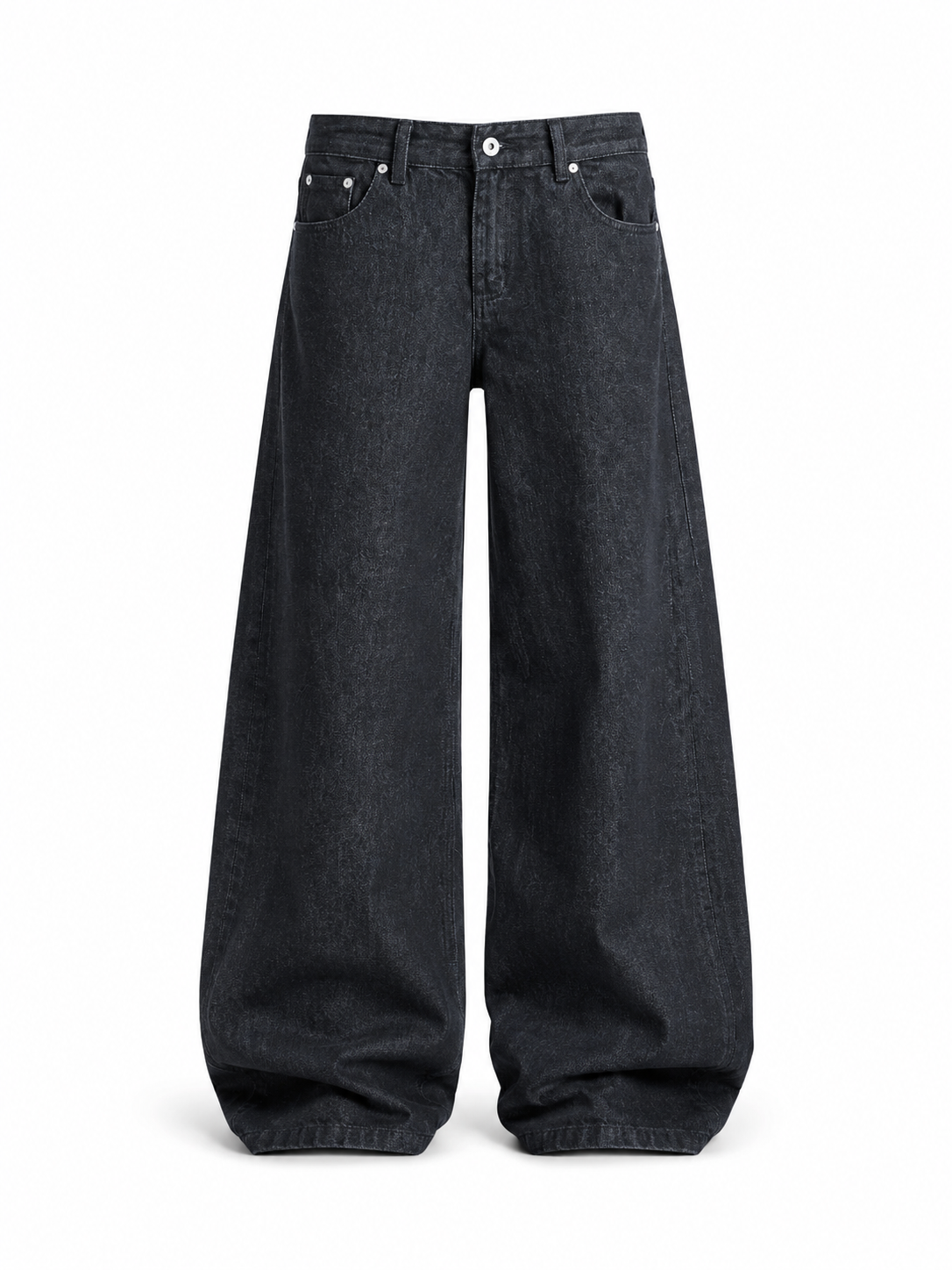 Black ultra-wide-leg jeans front view