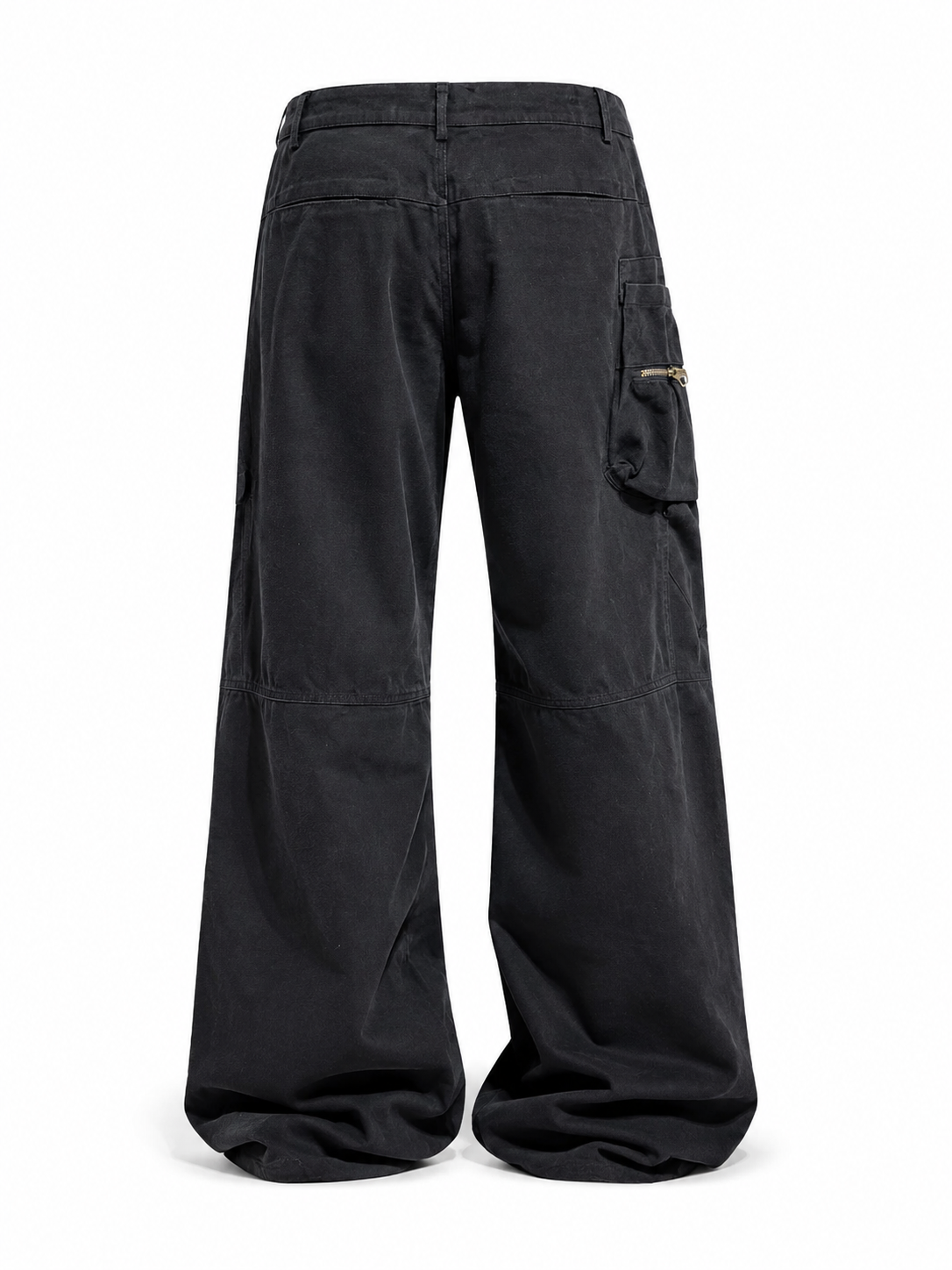 Black wide-leg cargo pants back view