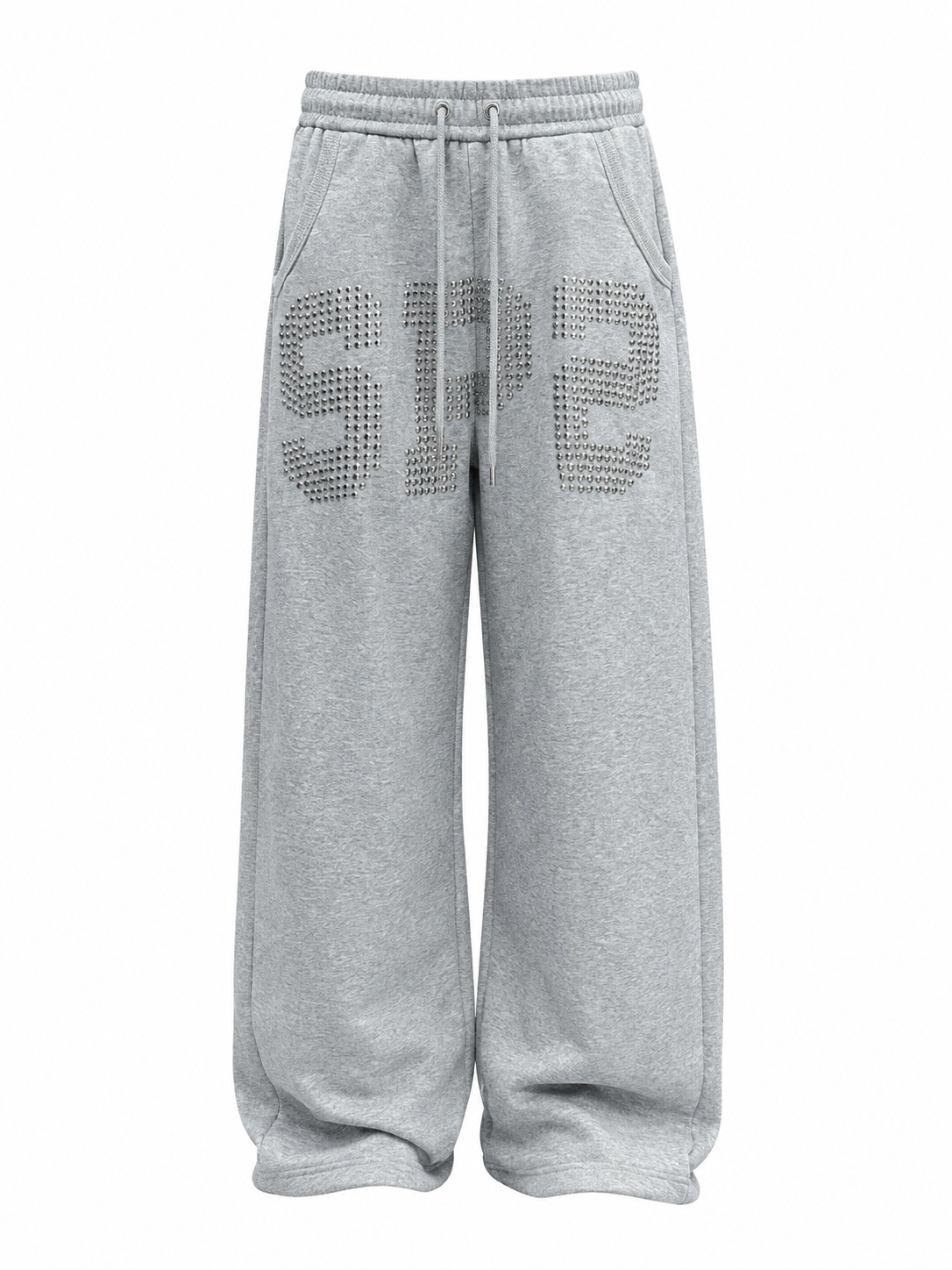 Ace Jolun heather gray studded-letter sweatpants product view
