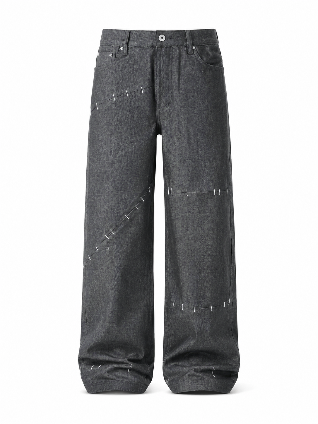 Washed black paneled jeans alternate front view