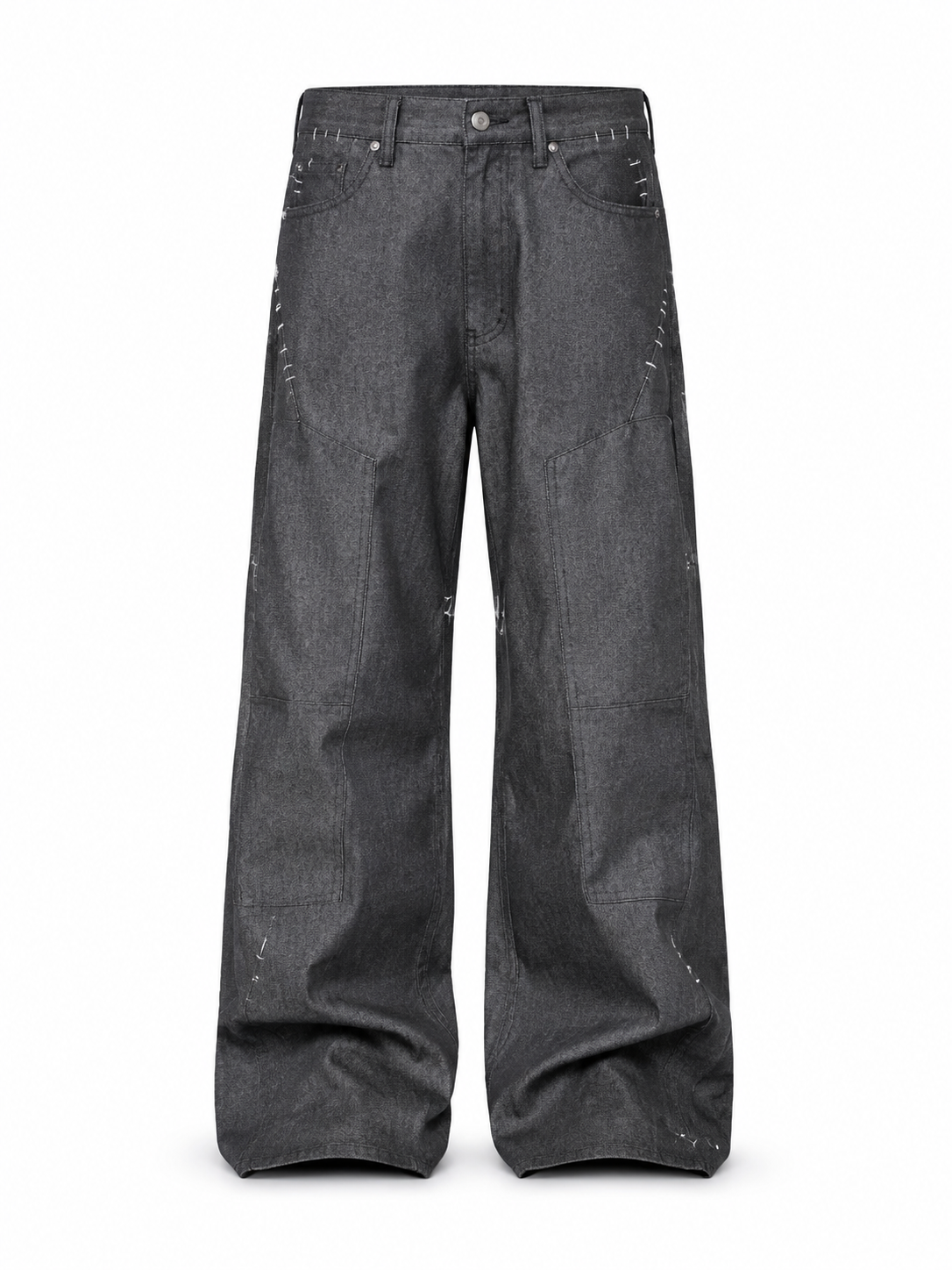 Washed black wide-leg jeans back view