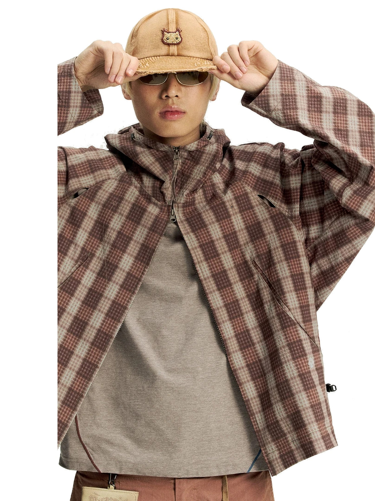 Textured Plaid Hooded Jacket product image