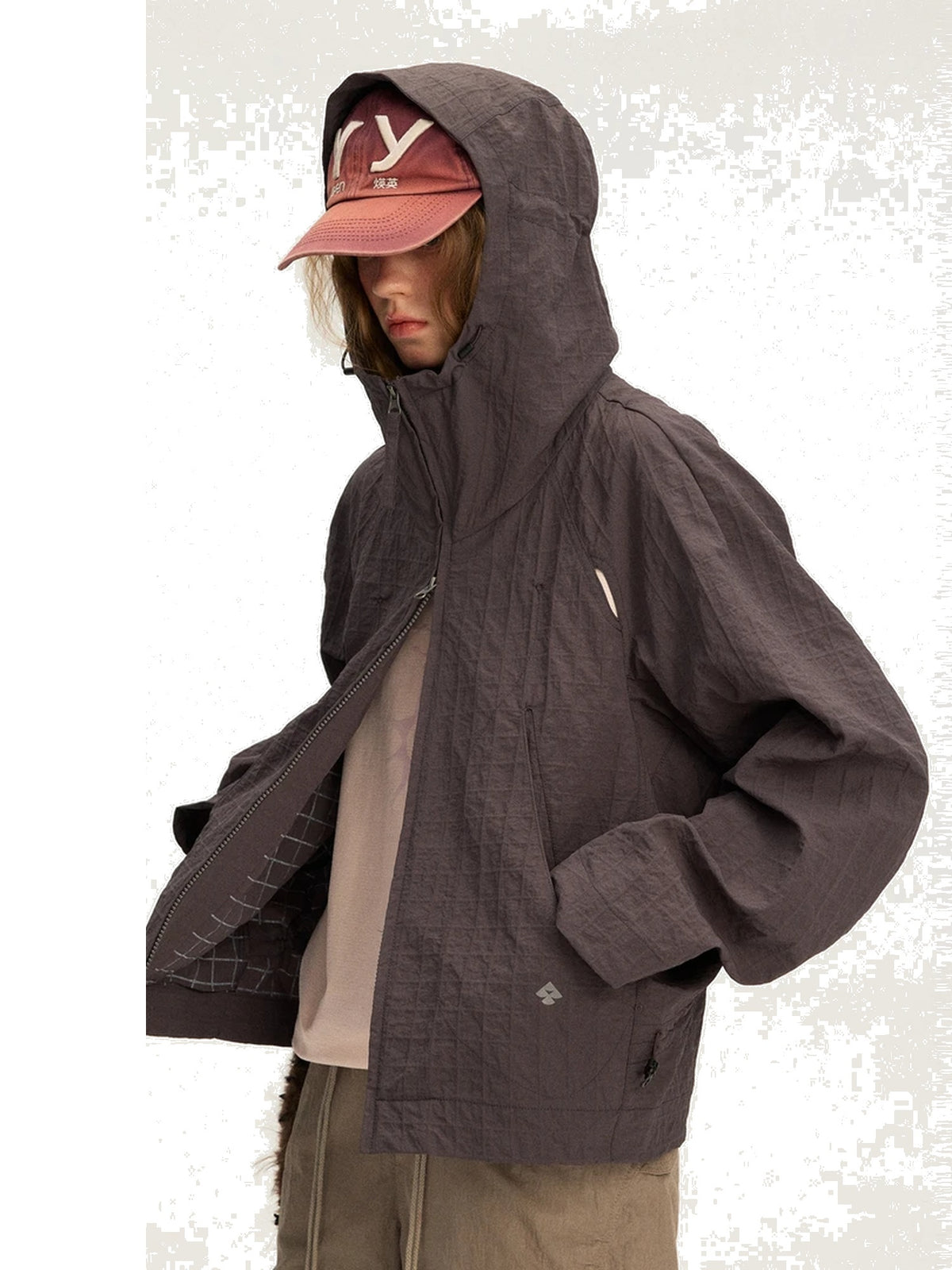 Textured Plaid Hooded Jacket product image