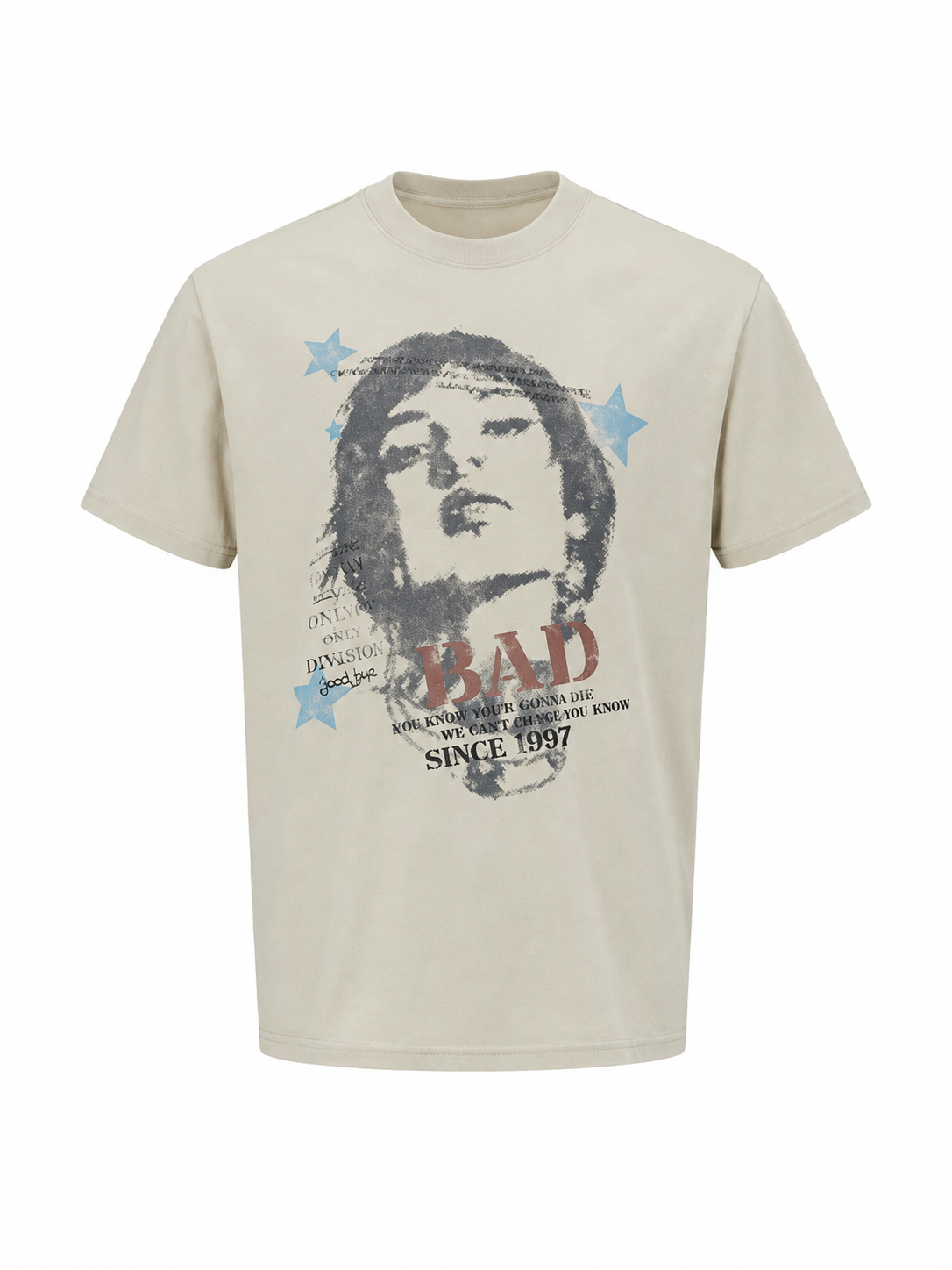 Ace Jolun stone portrait graphic T-shirt front view