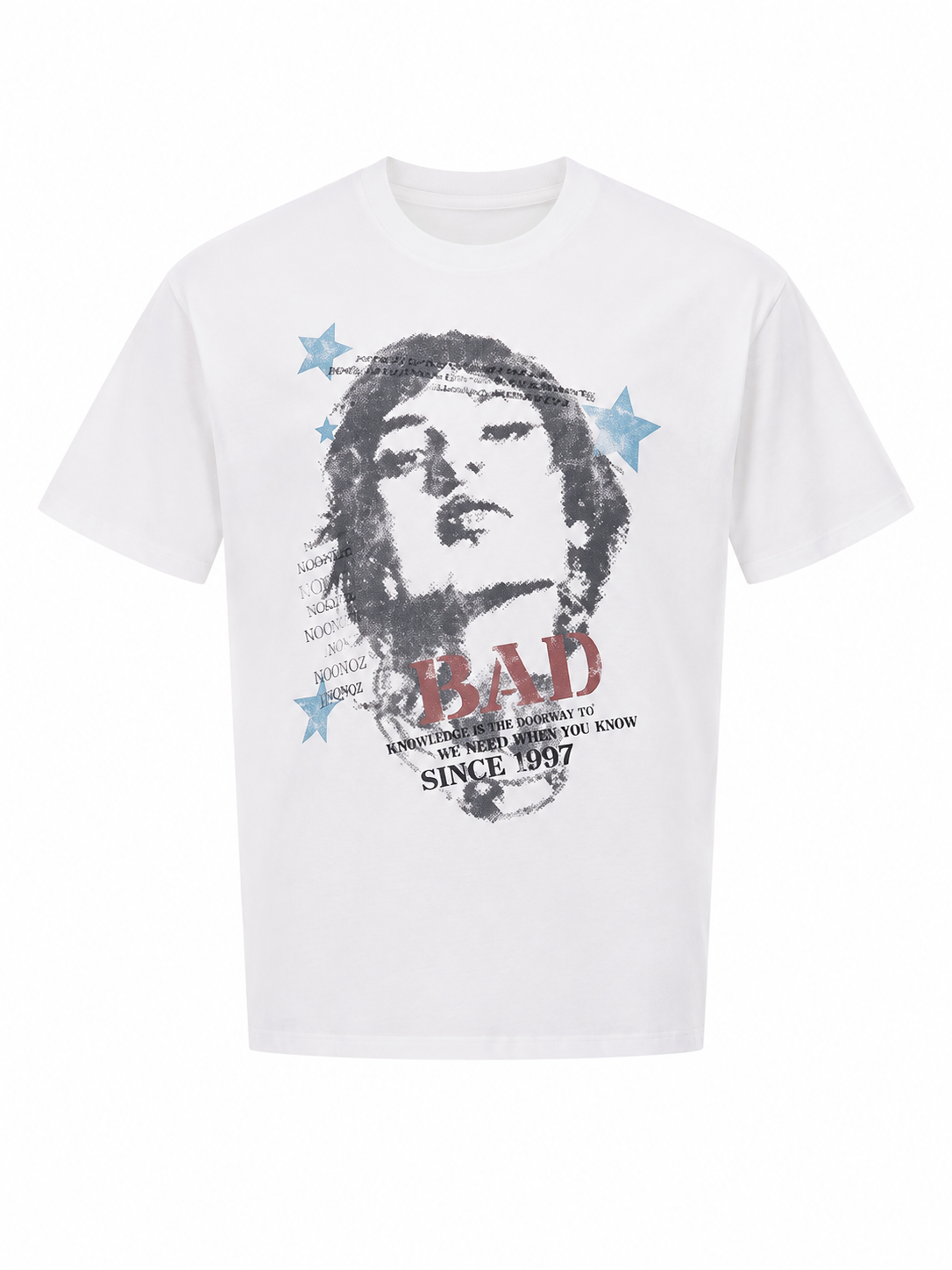 Ace Jolun white portrait graphic T-shirt front view