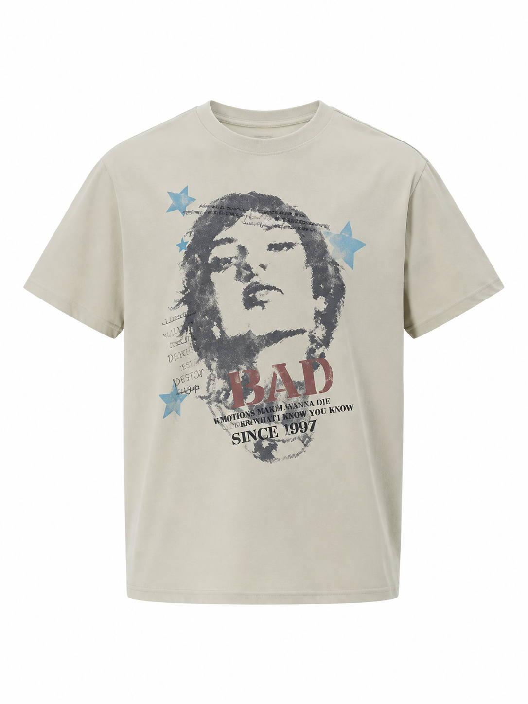 Ace Jolun stone portrait graphic T-shirt alternate front view