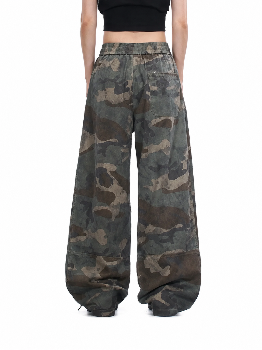 Ace Jolun washed camouflage wide-leg cargo pants back view