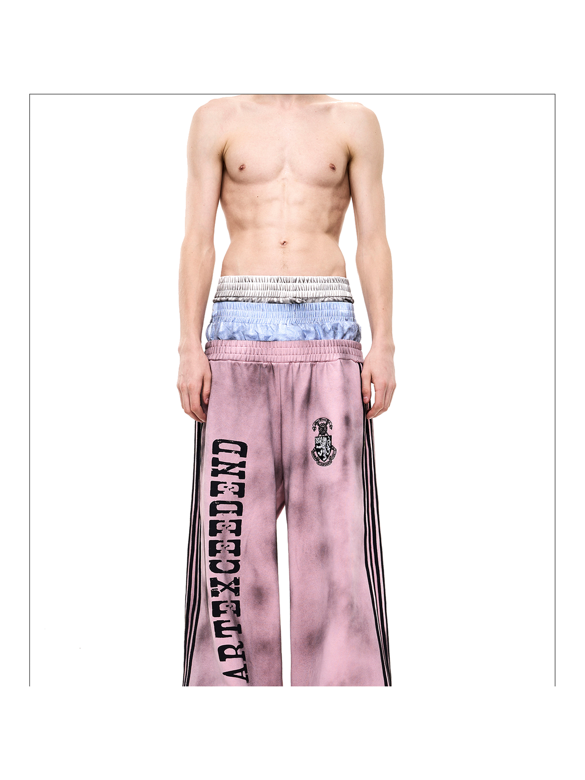 Washed Double-Waist Wide-Leg Sweatpants product view 1