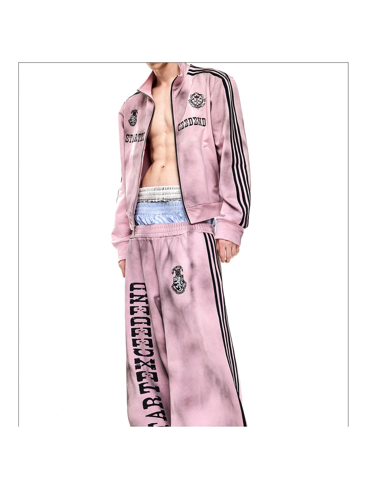 Washed Double-Waist Wide-Leg Sweatpants product view 2