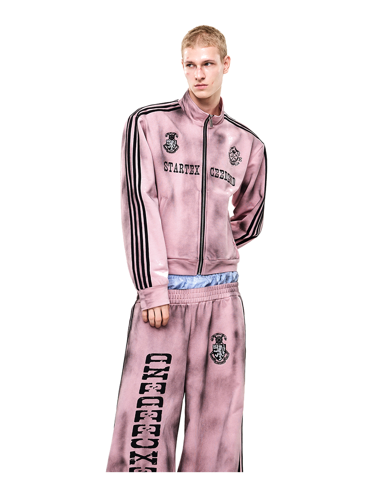 Washed Double-Waist Wide-Leg Sweatpants product view 3