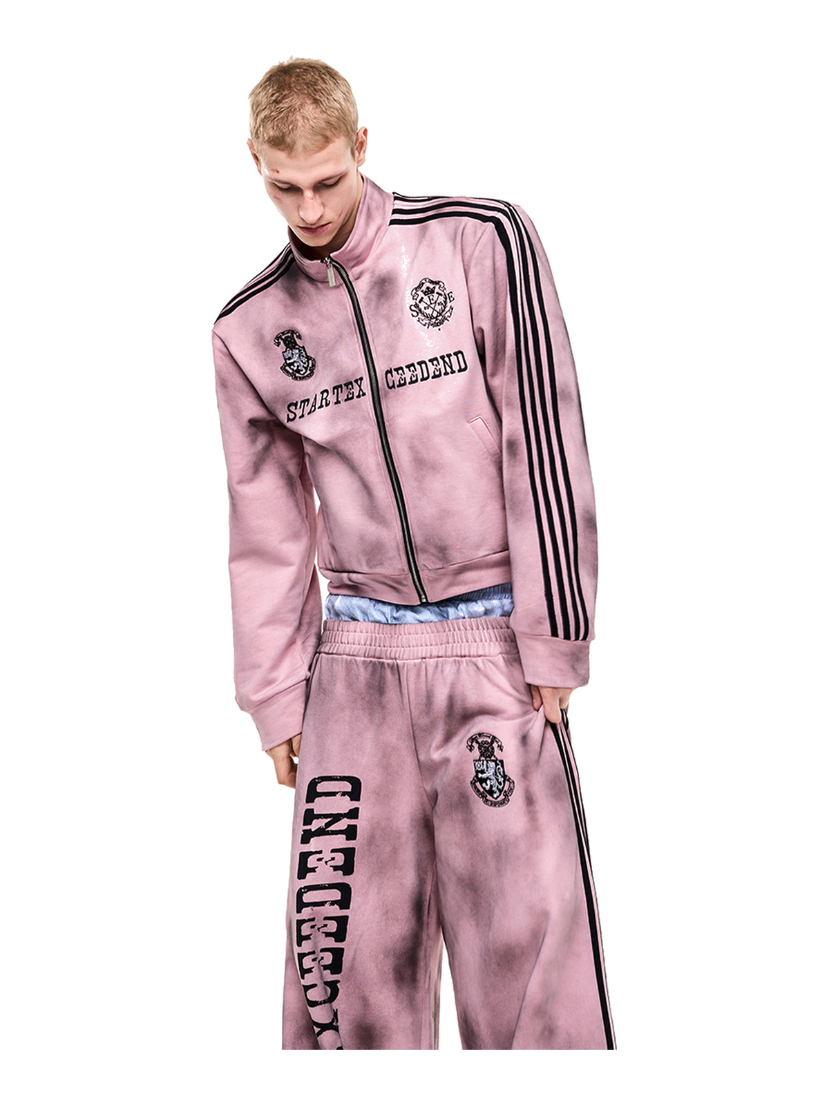 Washed Double-Waist Wide-Leg Sweatpants product view 4