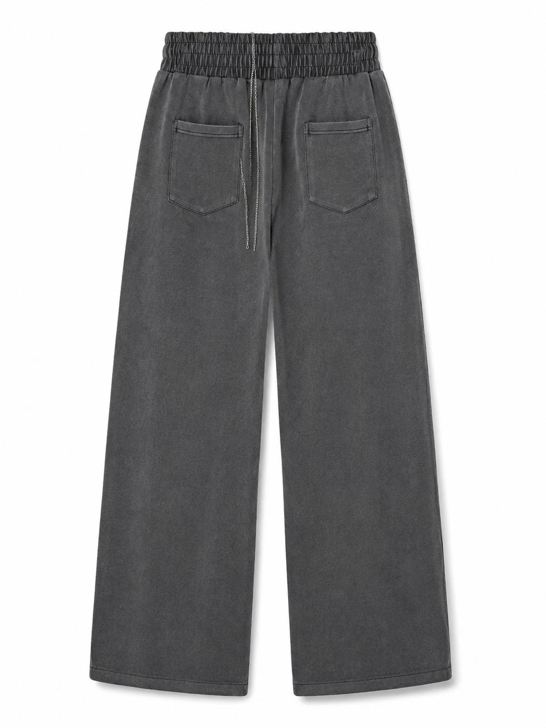 Charcoal gray washed sweatpants back view