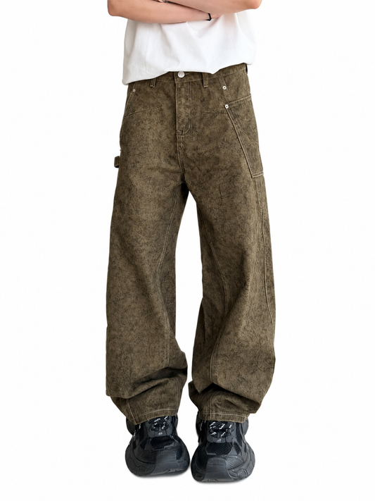 Washed Khaki Curved-Leg Jeans product image
