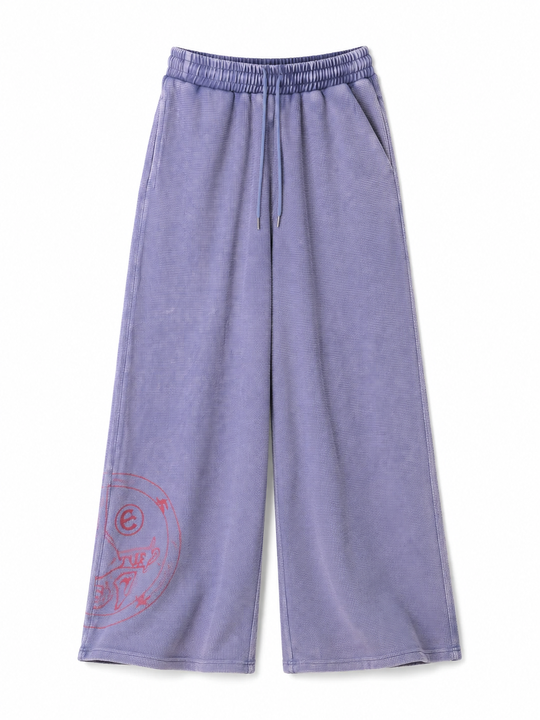Washed violet waffle-knit sweatpants alternate front view