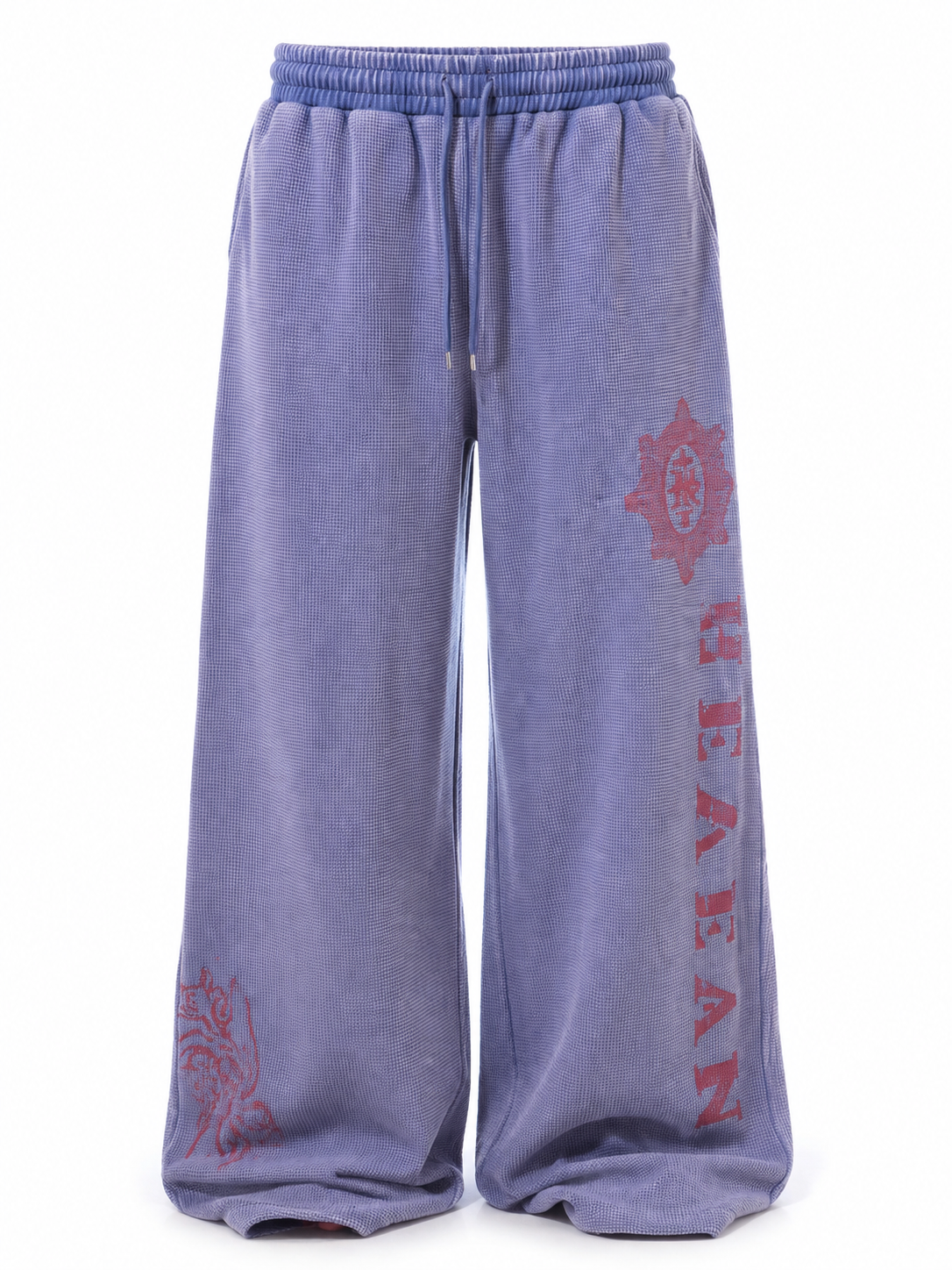 Washed violet wide-leg sweatpants full front view