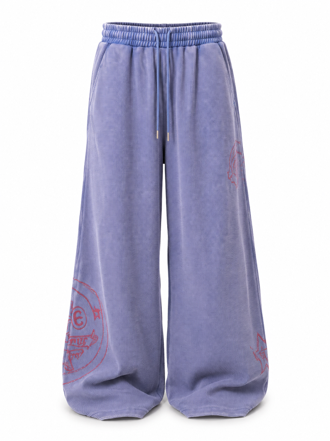 Washed violet graphic sweatpants front view