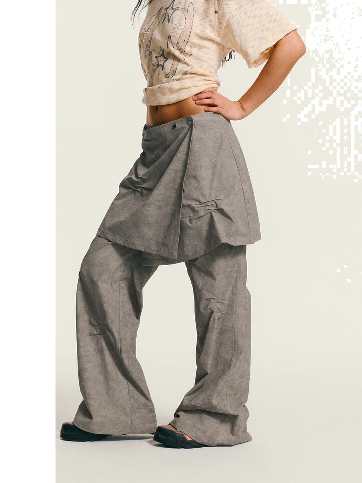Women’s Convertible Distressed Layered Skirt Pants product image