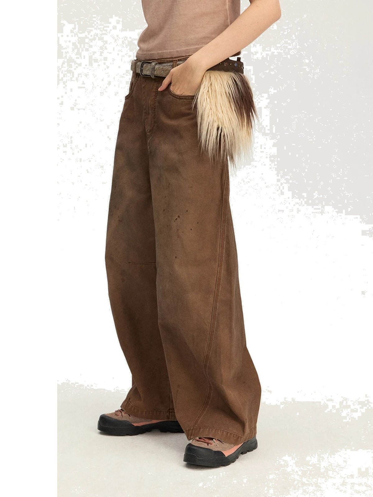 Women’s Splatter-Wash Barrel-Leg Jeans product image