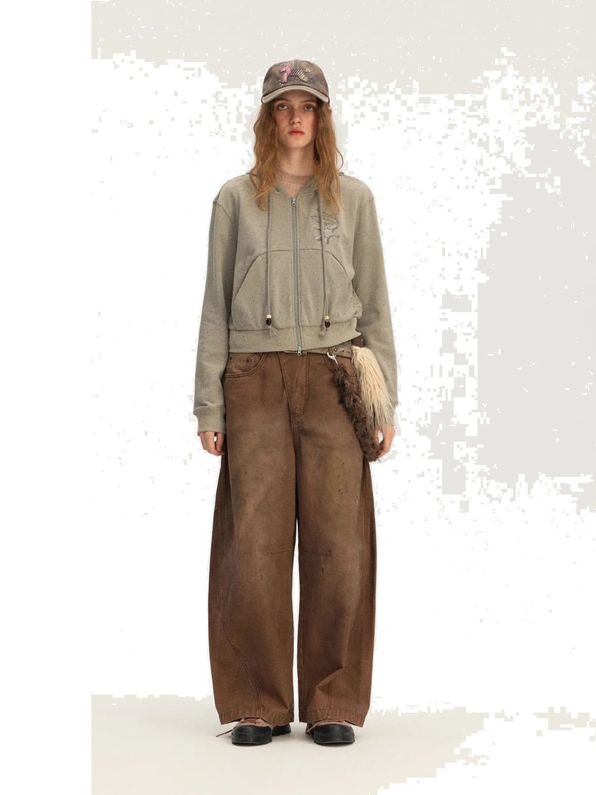 Women’s Splatter-Wash Barrel-Leg Jeans product image