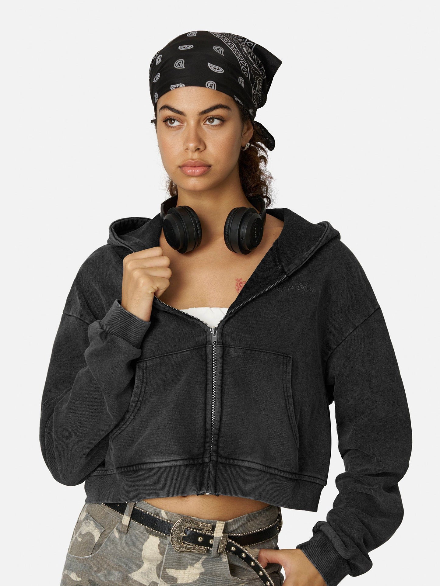 Aelfric Eden Boxy Solid Zip Up Hoodie