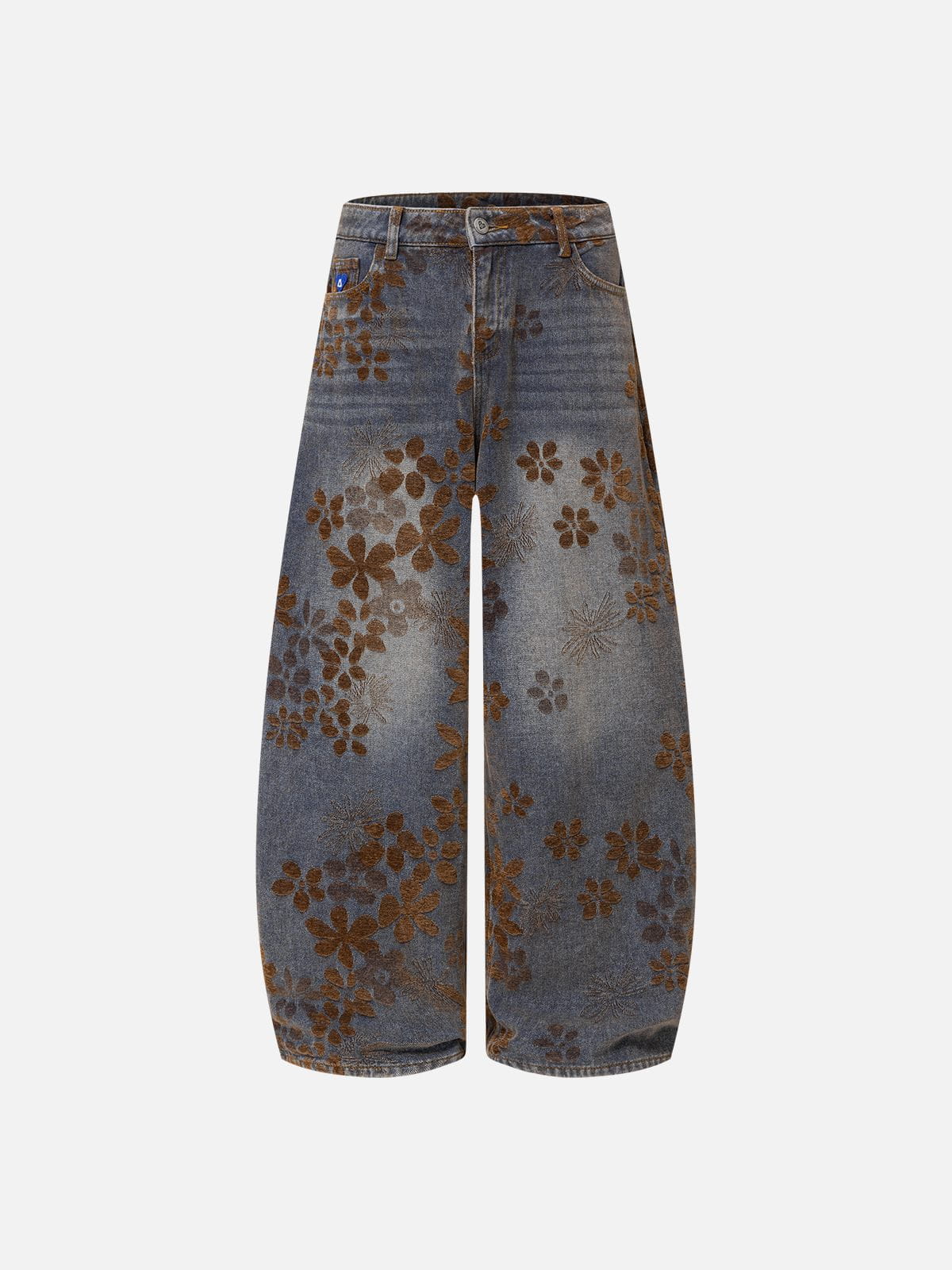 Flocked Floral Baggy Barrel Jeans product image 4