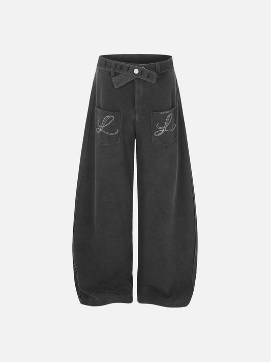 Belt Waist Baggy Barrel Pants product image 1