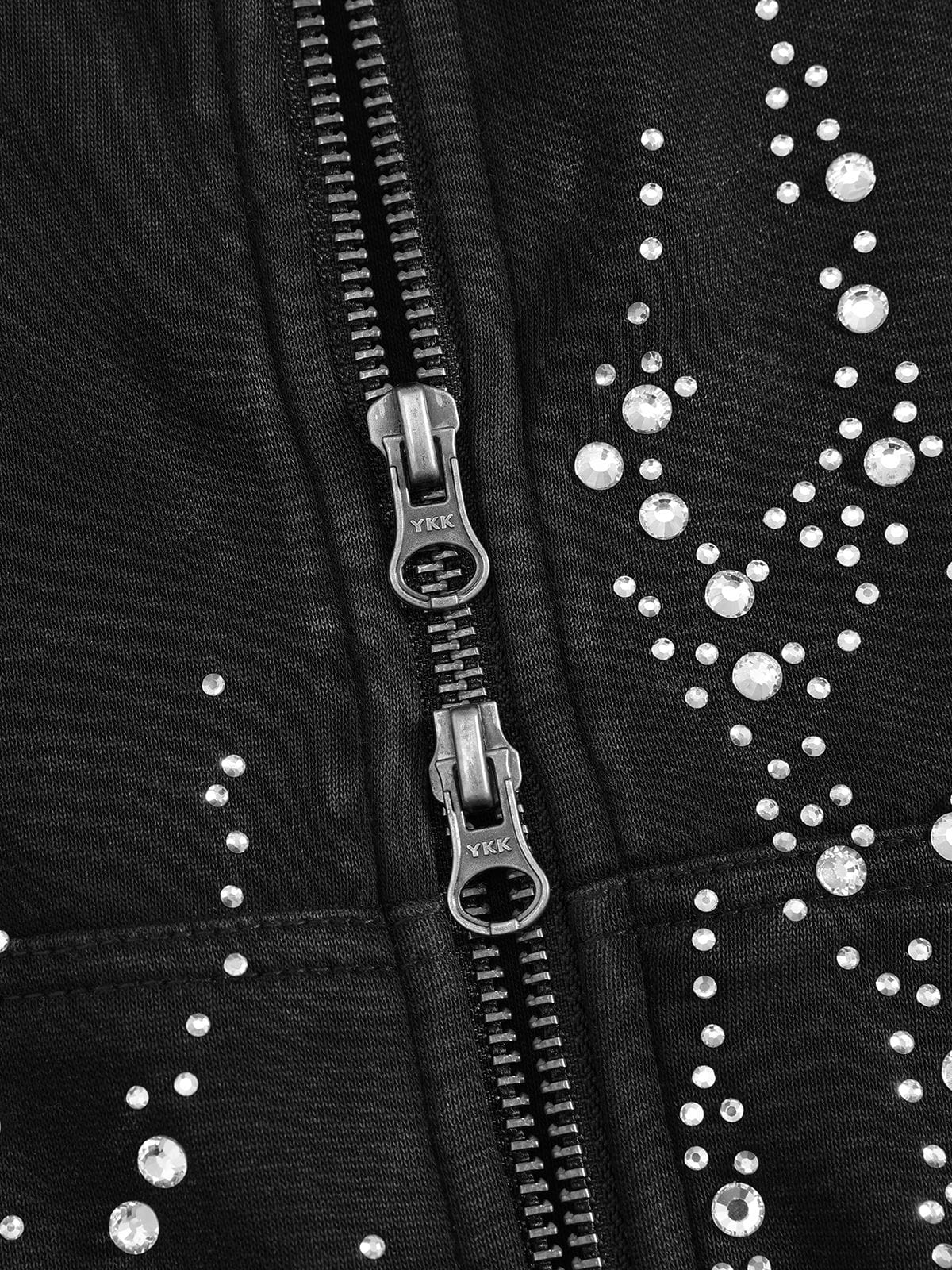 Boxy Flame Rhinestone Zip Up Hoodie product image 4