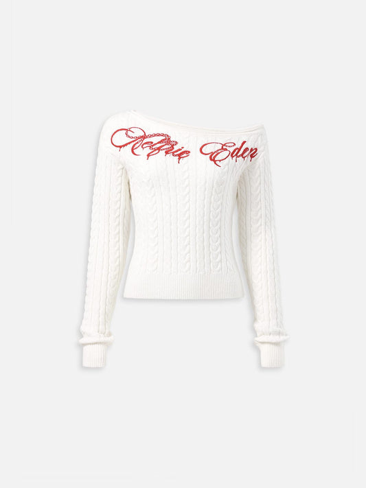 Cable Knit Off-The-Shoulder Sweater product image 1