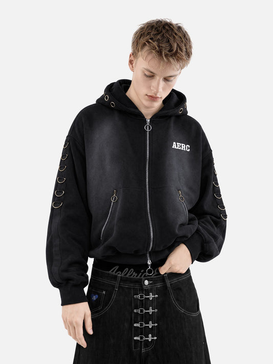 Ring Detail Zip Up Hoodie product image 1
