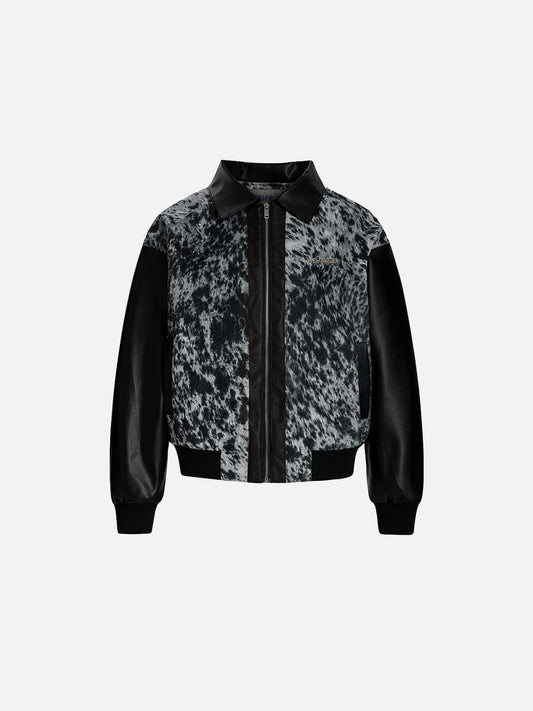 Leopard Panel Faux Leather Jacket product image 1
