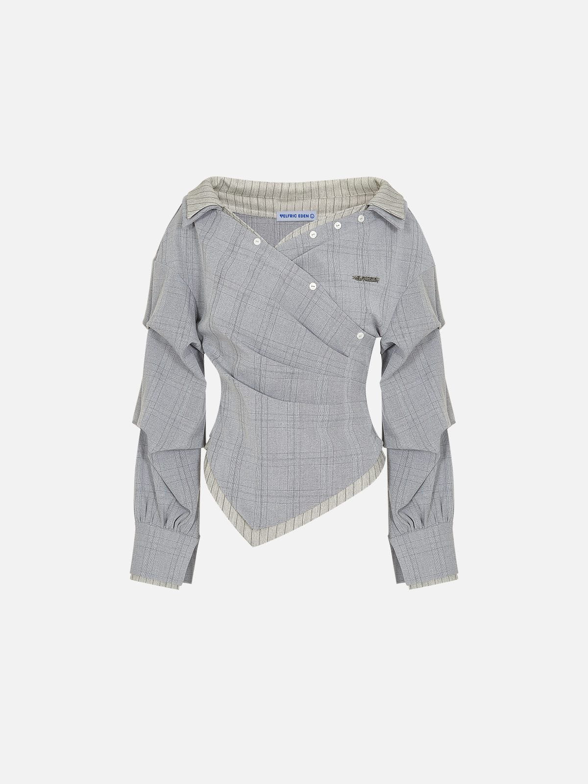 Pleated Off-The-Shoulder Long Sleeve Shirt product image 1
