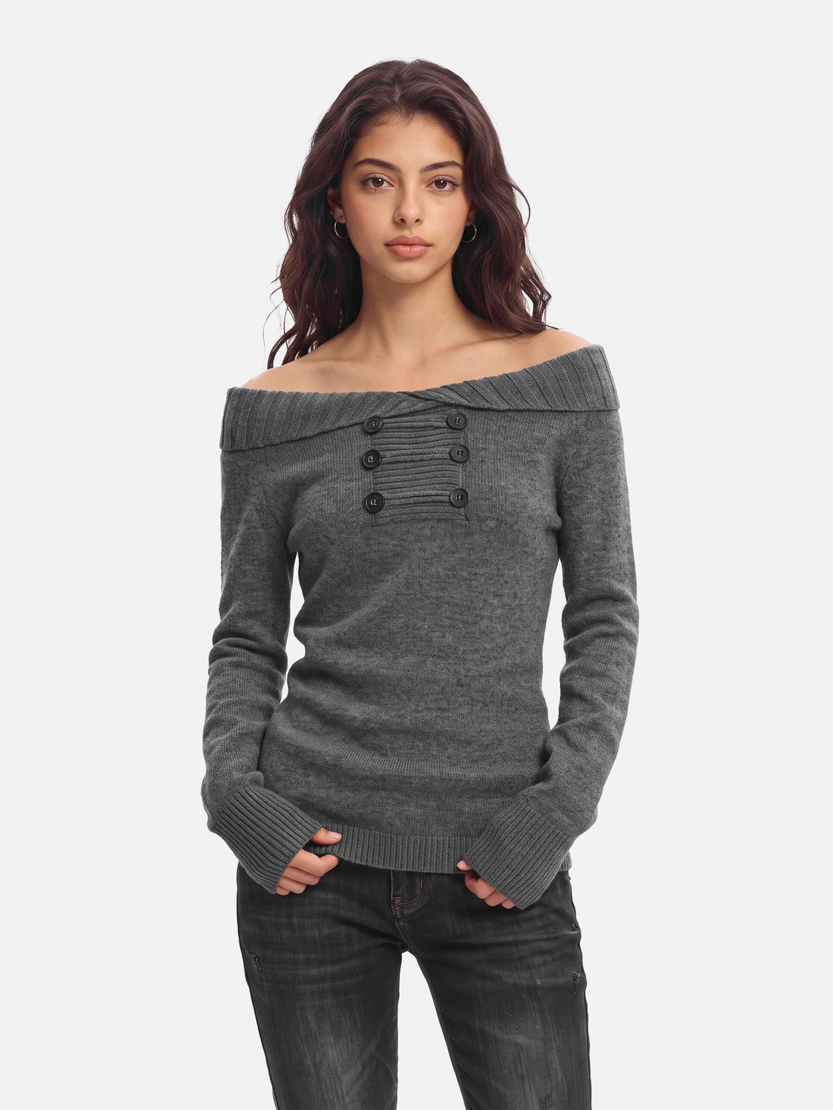 Ribbed Off-The-Shoulder Sweater product image 1