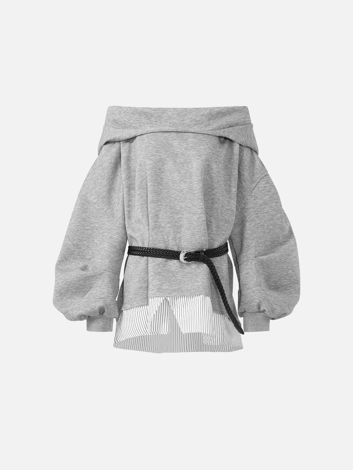 Belted Off-The-Shoulder Pullover Hoodie product image 1