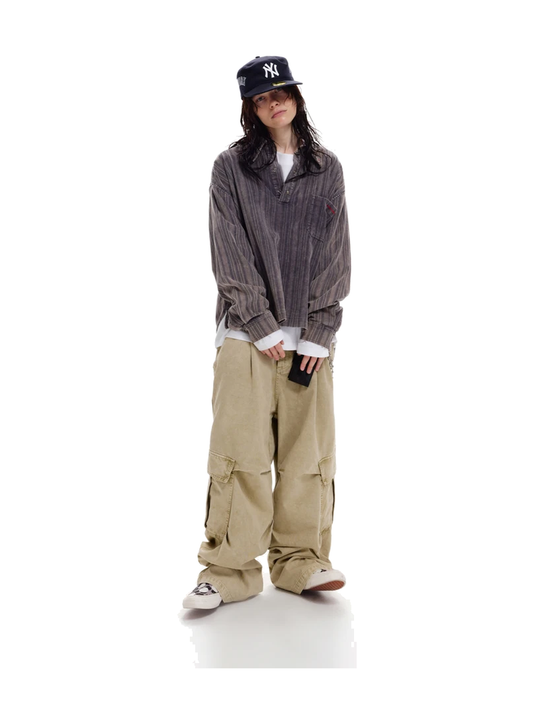 Snow-Wash Wide-Leg Cargo Pants product image 1