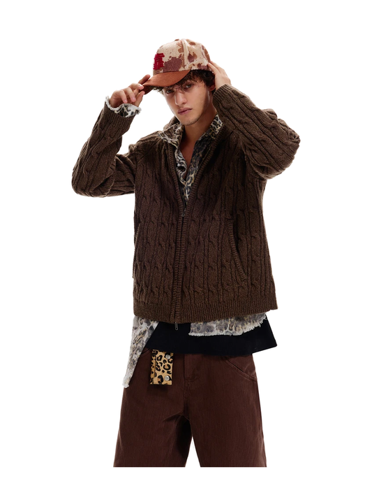 Wool-Blend Hooded Cable-Knit Cardigan product image 1