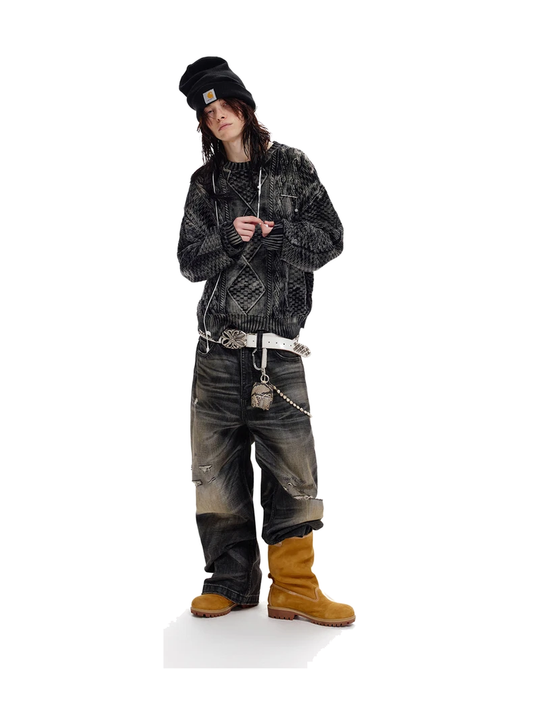 13 oz Distressed Black Jeans product image 1