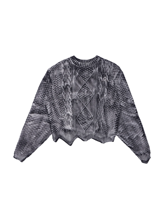 Distressed Cropped Jacquard Sweater product image 1
