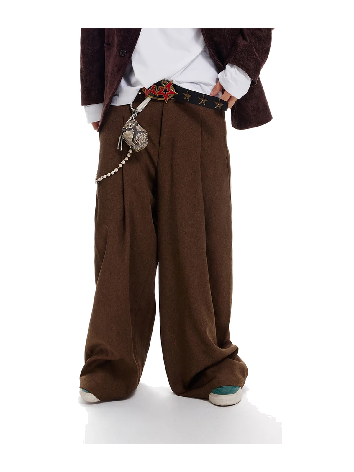 Textured Dark-Brown Wide-Leg Trousers product image 4