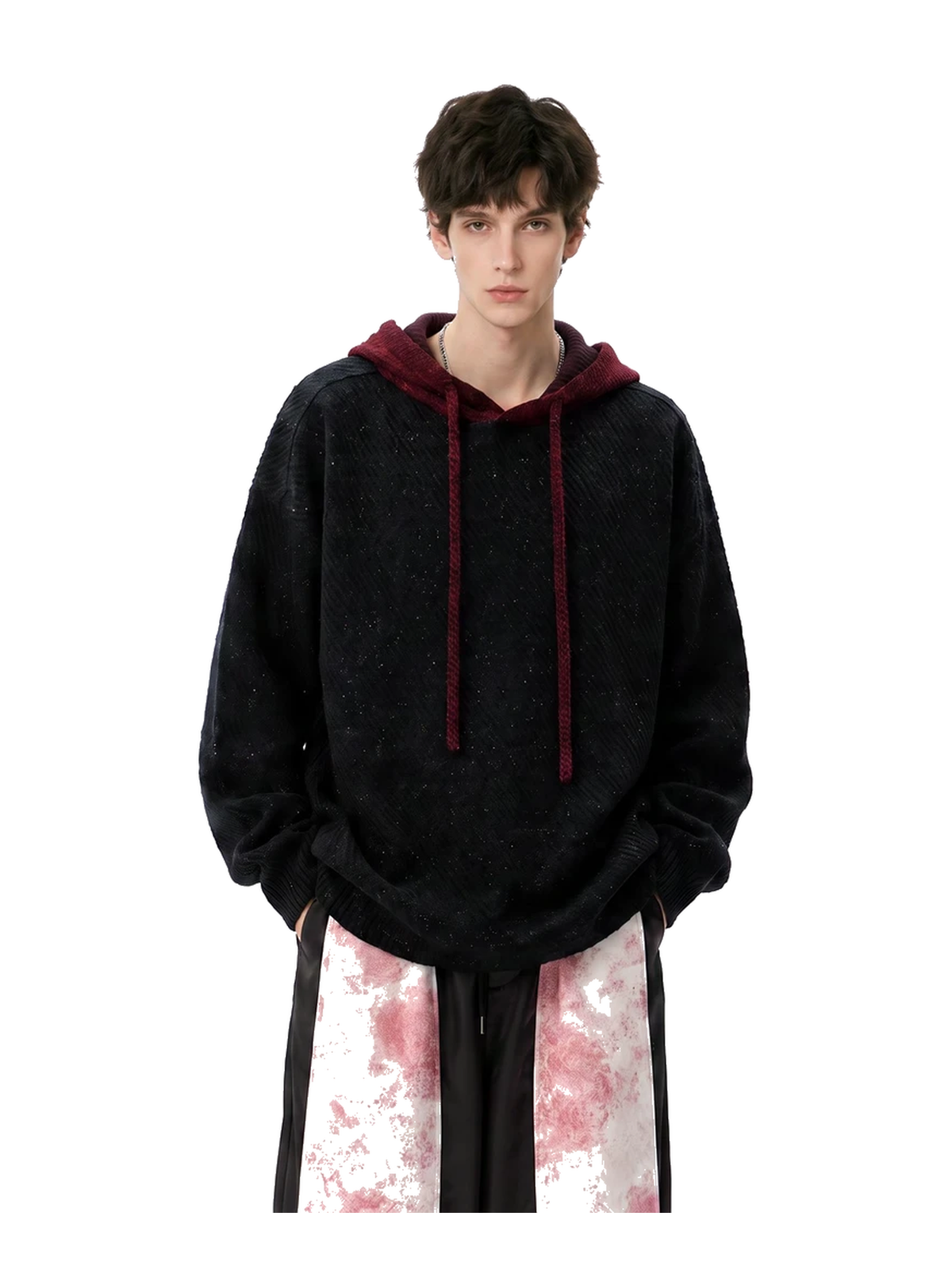 Textured Contrast-Trim Oversized Hoodie product image 2