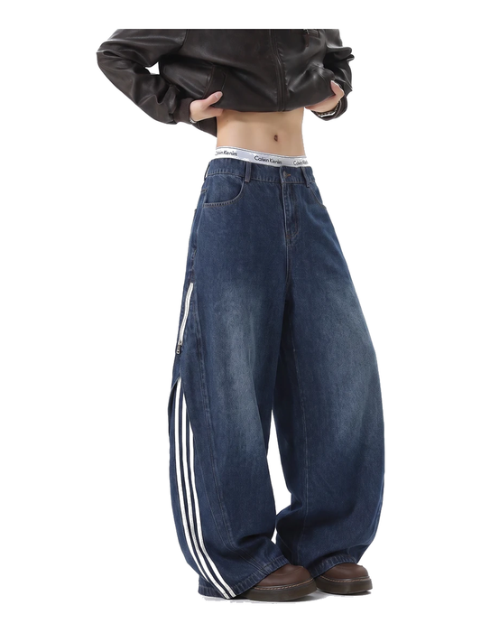 Contrast-Stripe Curved-Leg Jeans product image 1