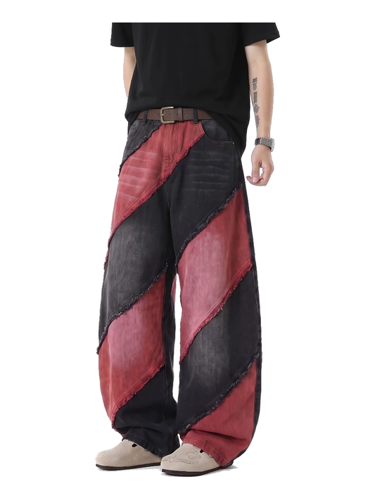 Frayed Patchwork Curved-Leg Jeans product image 1