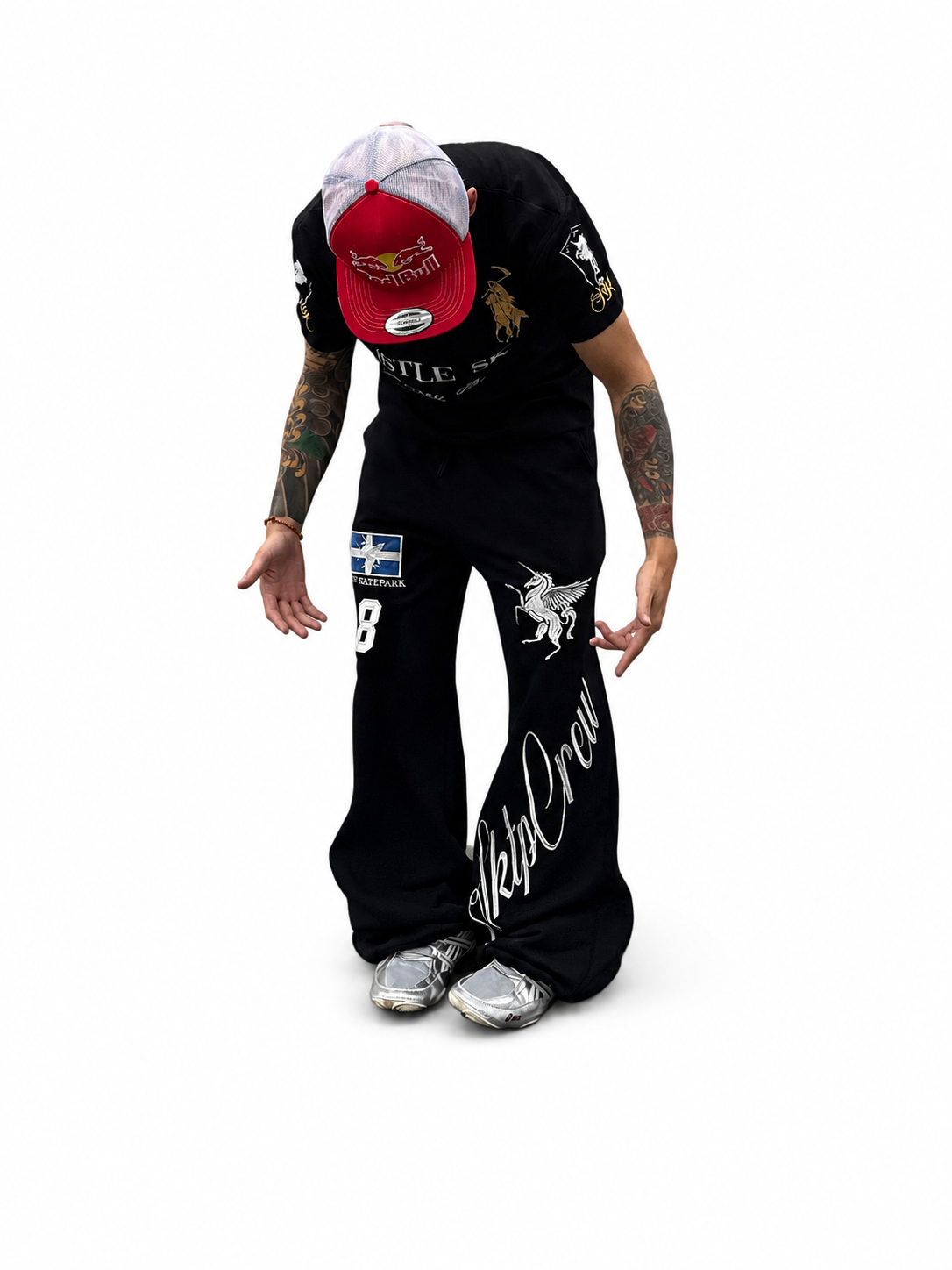Ace Jolun Red Embroidery Curved Baggy Jeans image 1