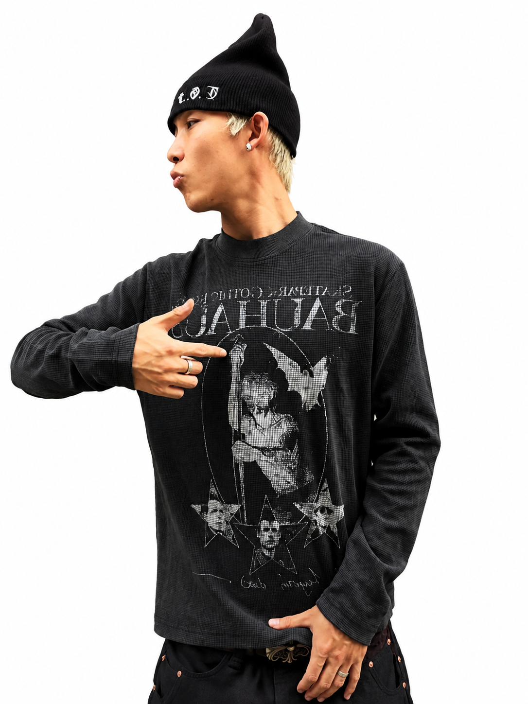 Ace Jolun Dracula Godfather Waffle Long-Sleeve Tee image 2
