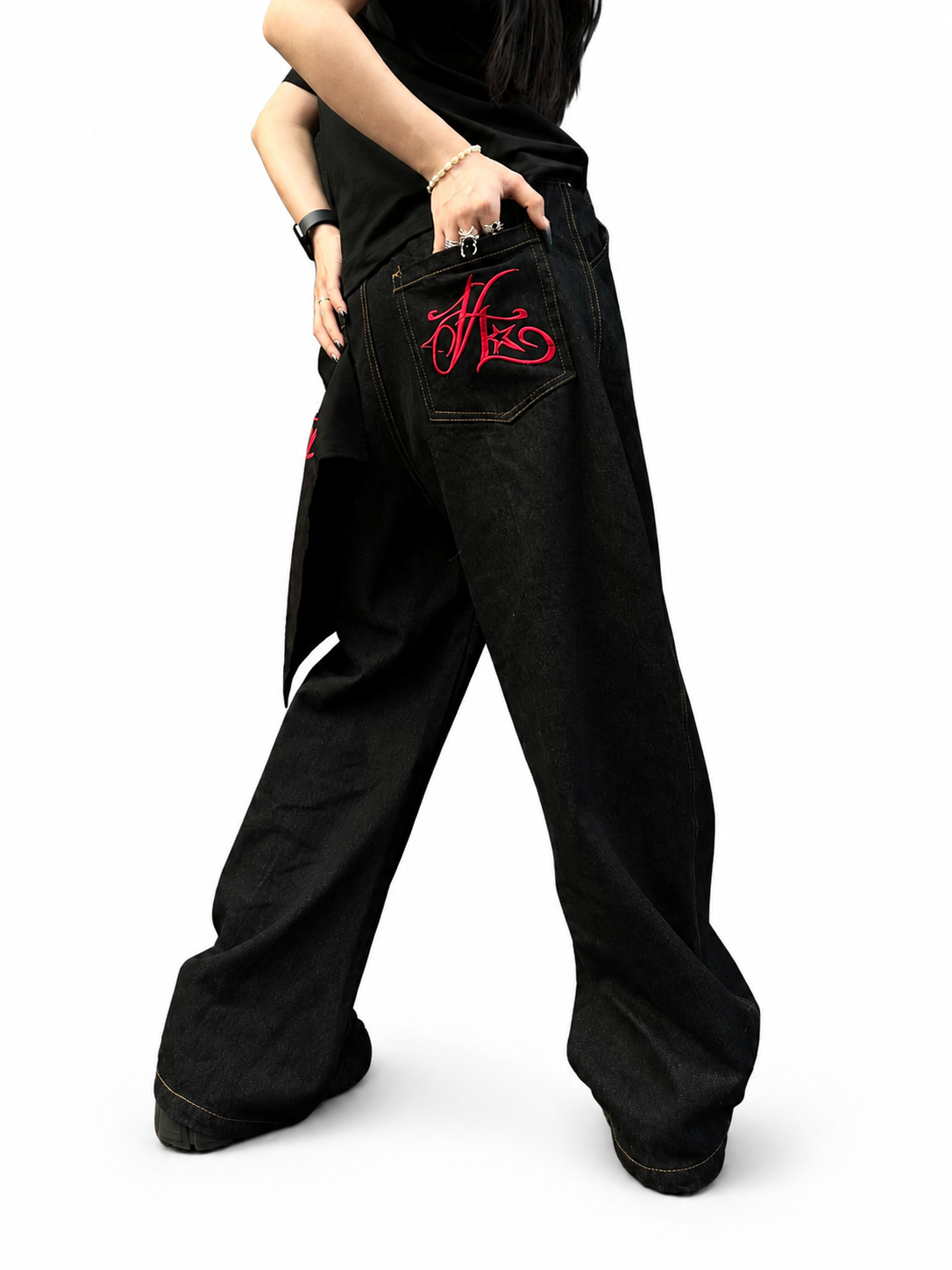 Ace Jolun Ghost Rider Embroidered Sweatpants image 4