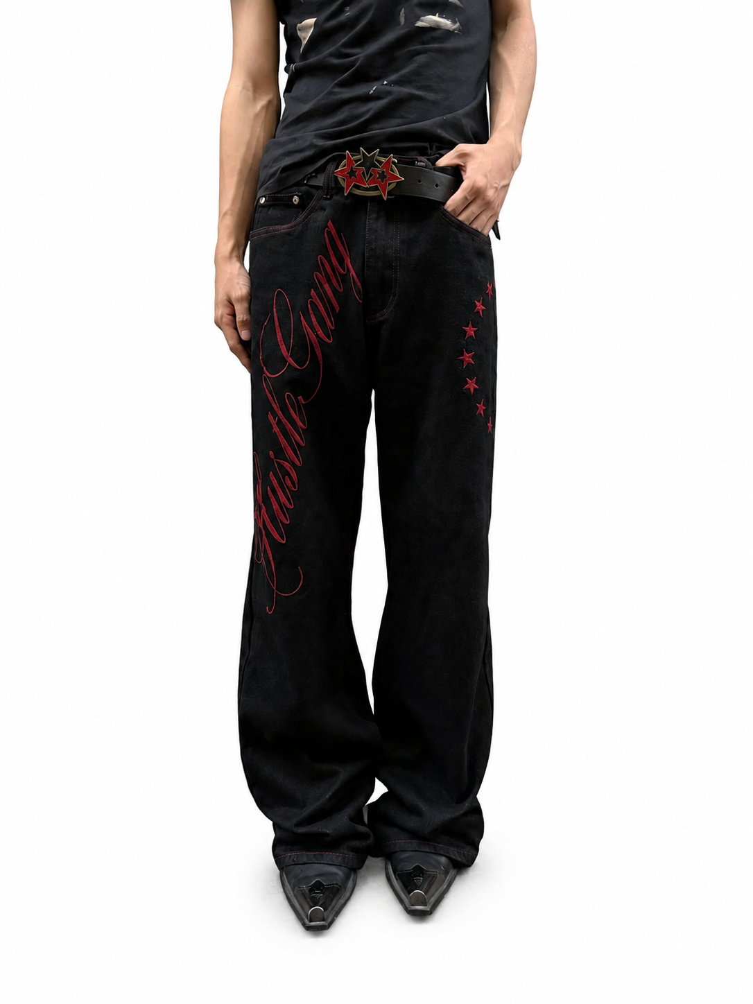 Ace Jolun Battlefield Embroidered Straight-Leg Jeans image 4