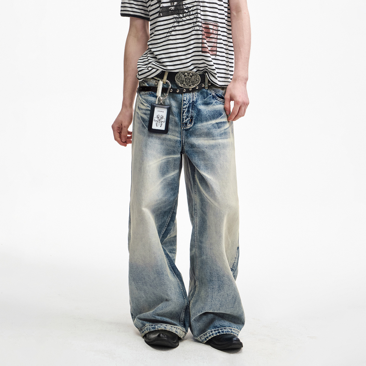 Ace Jolun Air-Dyed Wide-Leg Jeans - Charcoal Gray