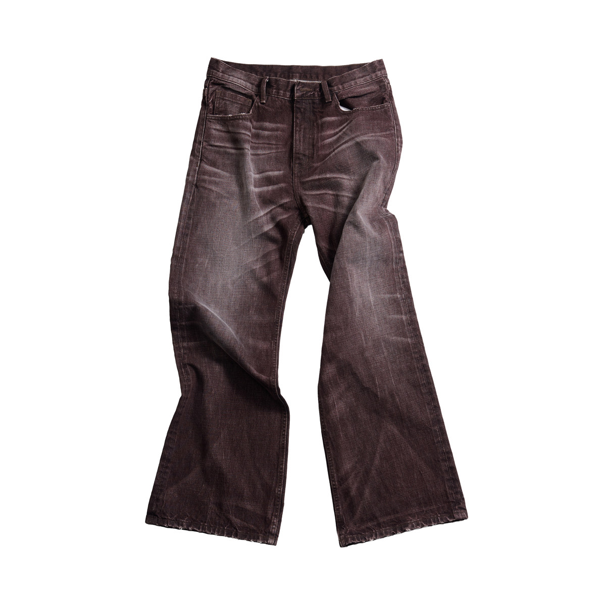 Ace Jolun Brown Whiskered Micro-Flare Jeans - Brown
